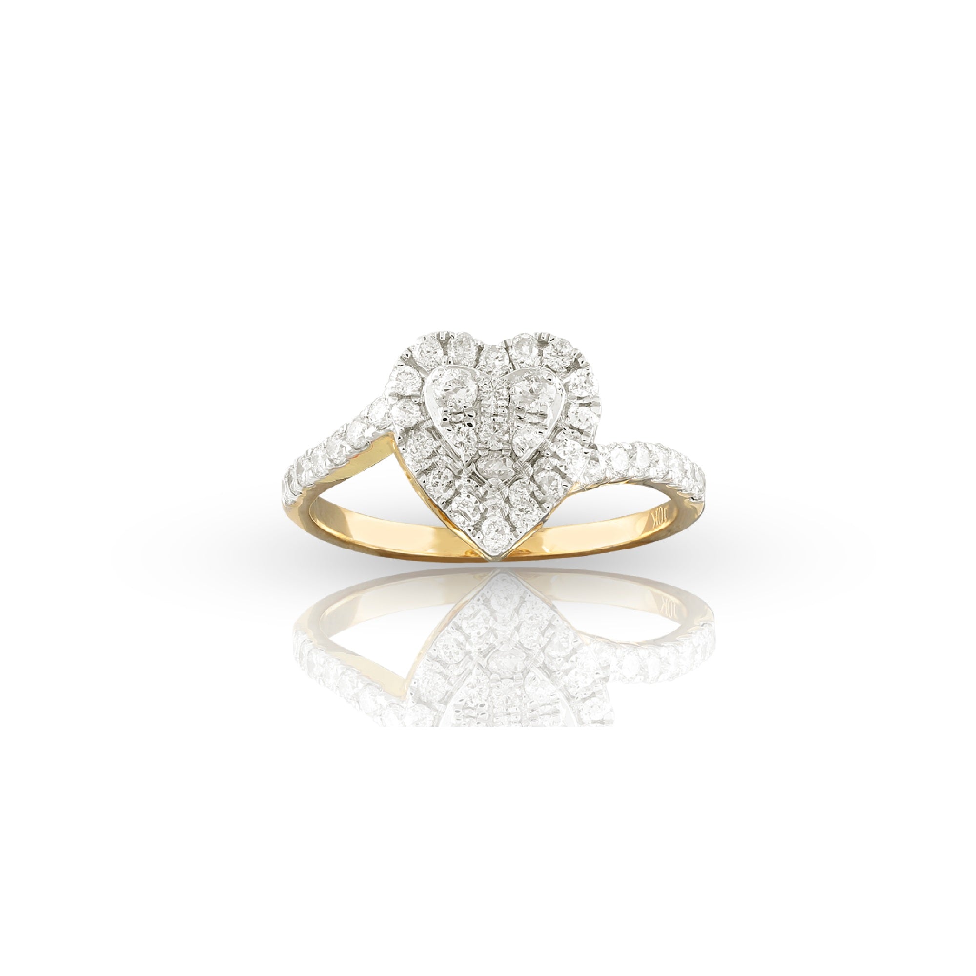 10mm Yellow Gold Pave Diamond Ring for Women