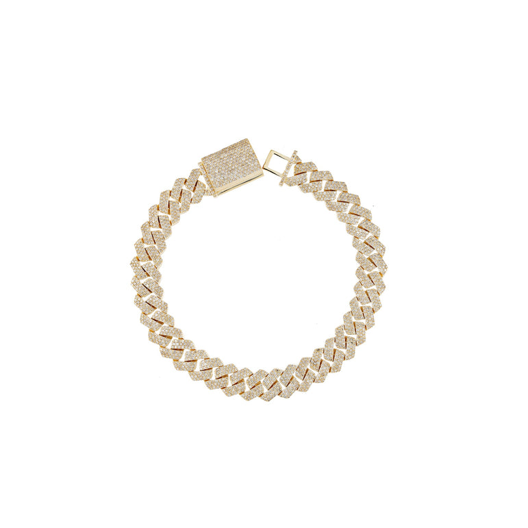 10mm Yellow Gold Round Diamond Cuban Chain