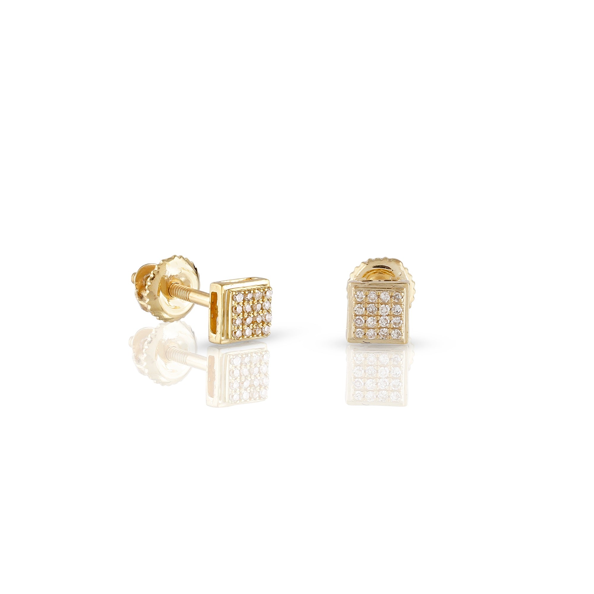 14K Yellow Gold Cluster Diamond Stud Earrings