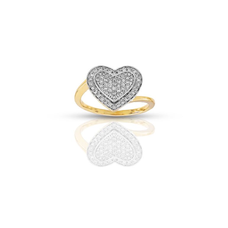 14K Yellow Gold Diamond Cluster Heart Ring