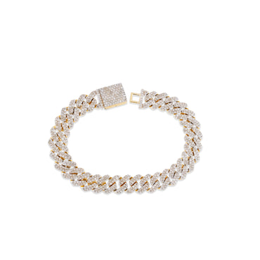 14K Yellow Gold Diamond Cuban Link Bracelet