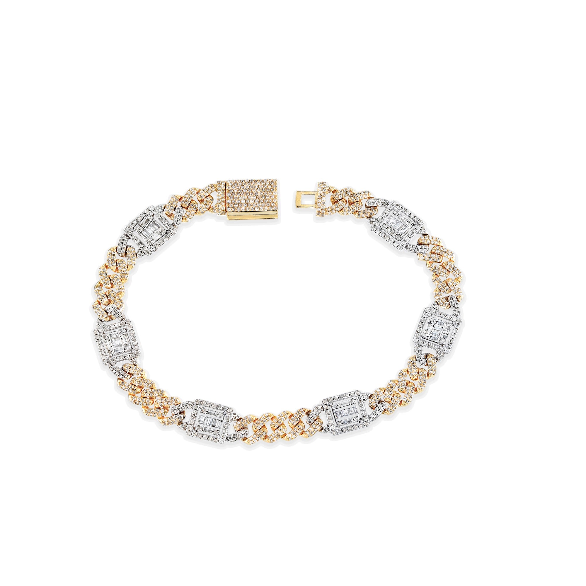 14K Yellow and White Gold Two Tone Diamond Bracelet