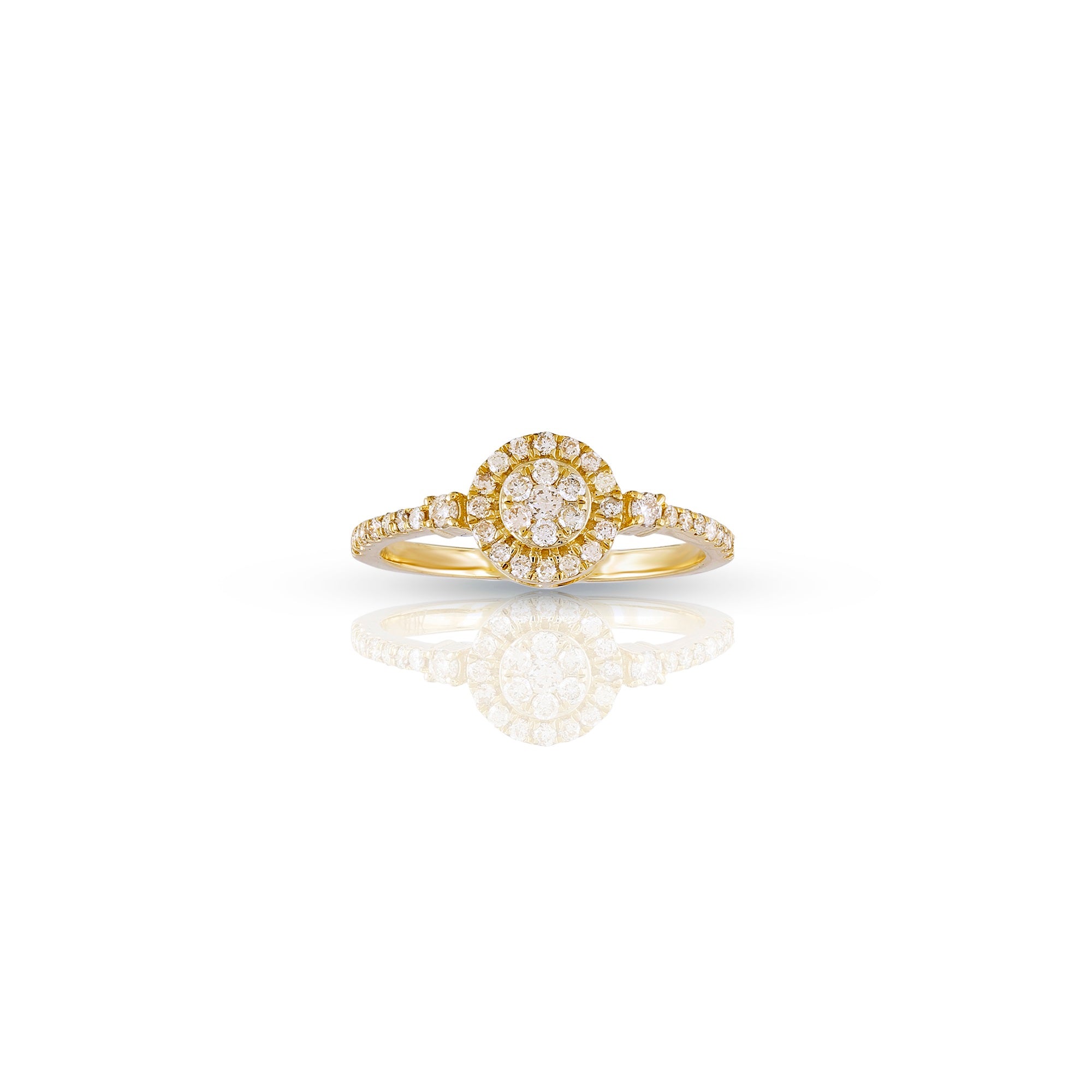 18K Yellow Gold Pave Diamond Ring for Women