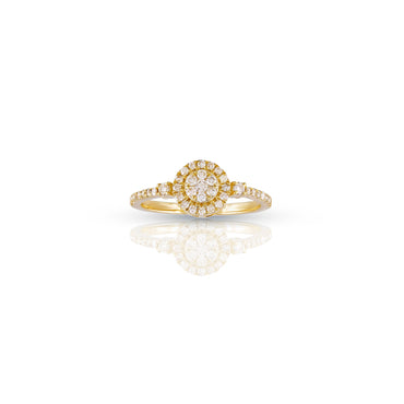 18K Yellow Gold Pave Diamond Ring for Women