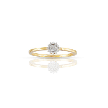 18K Yellow Gold Round Cluster Diamond Ring