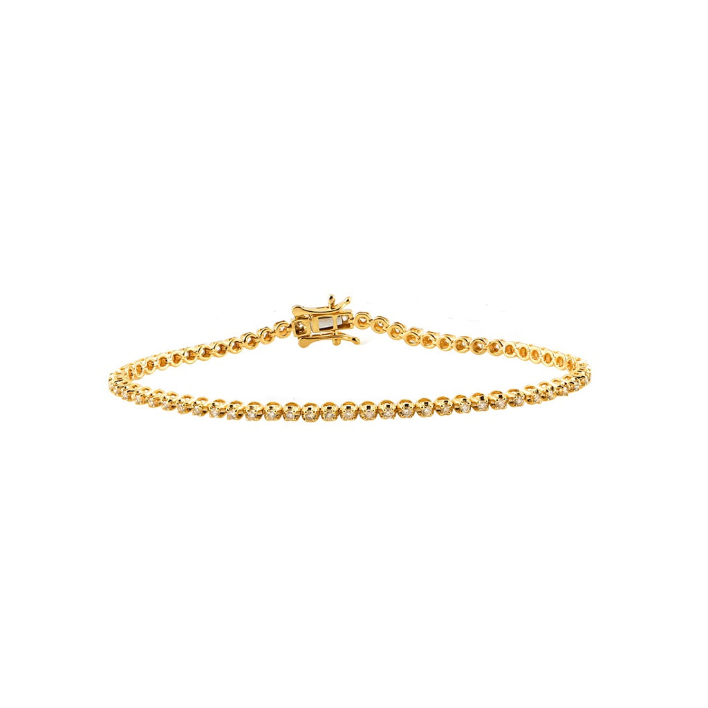 3.4mm Yellow Gold Round Diamond Tennis Bracelet