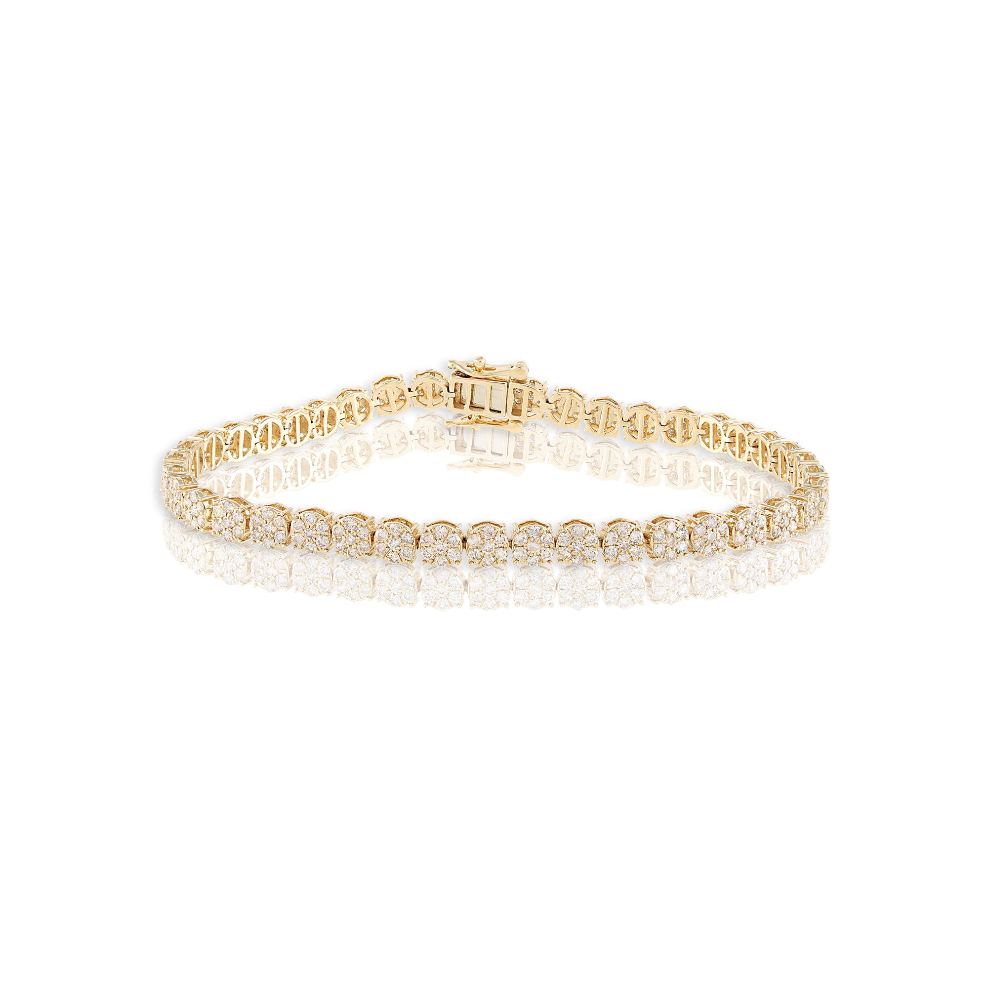 5mm Yellow Gold Cluster Diamond Bracelet