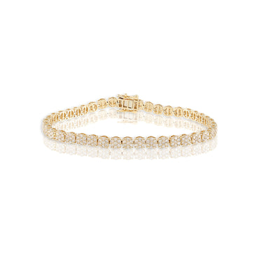 5mm Yellow Gold Cluster Diamond Bracelet