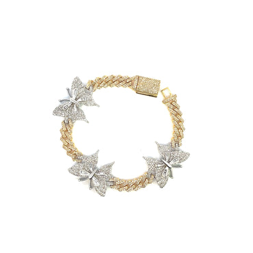 6mm Yellow Gold Diamond Butterfly Cuban Bracelet