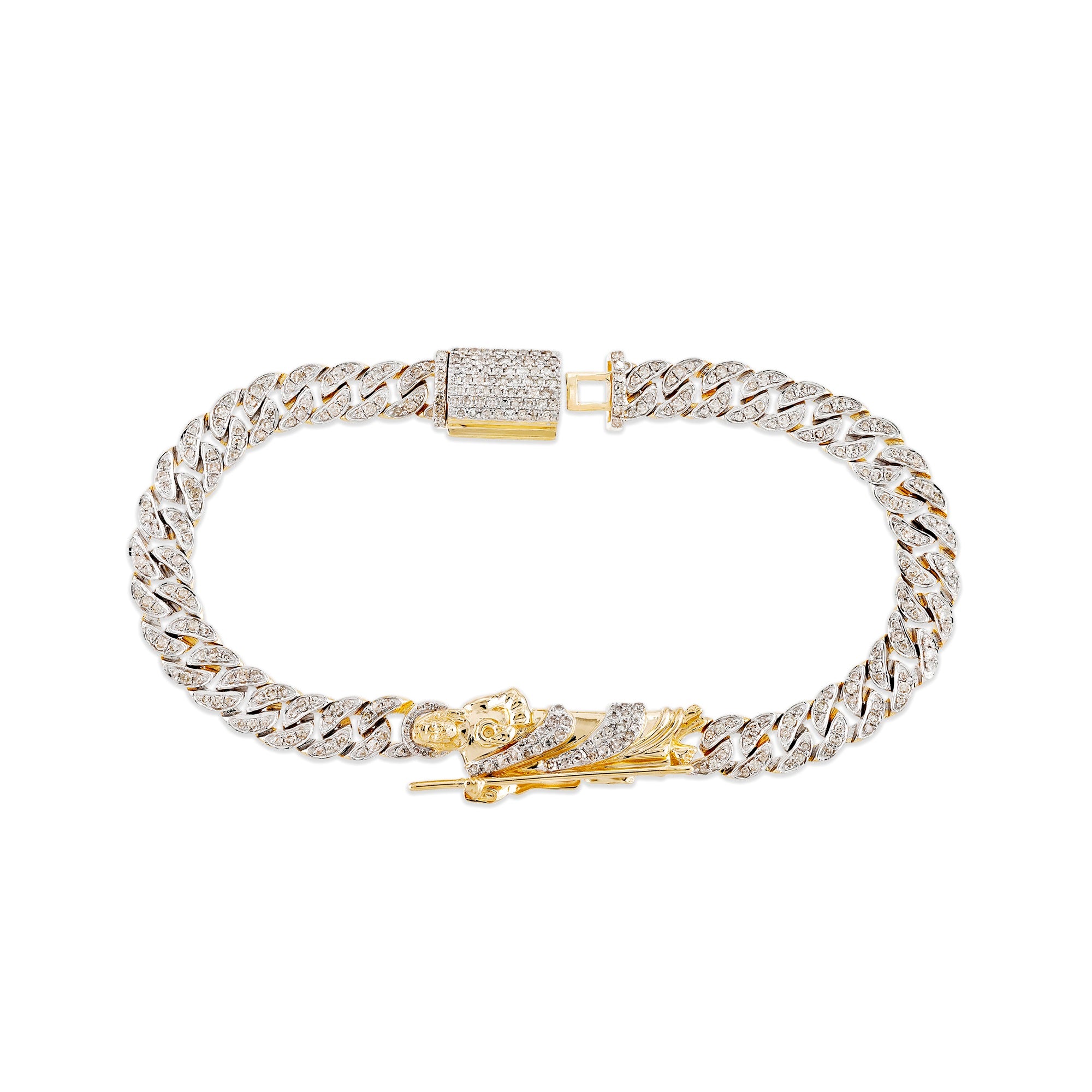 6mm Yellow Gold Diamond Jesus Saint Cuban Bracelet