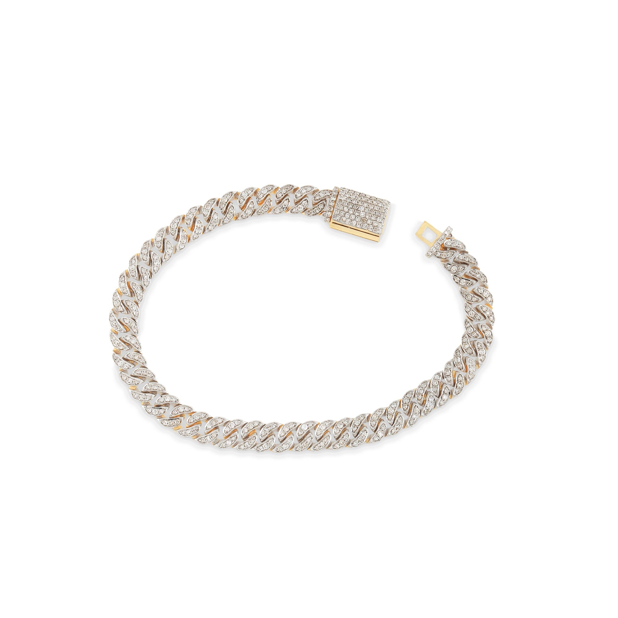 6mm Yellow Gold Round Diamond Cuban Bracelet