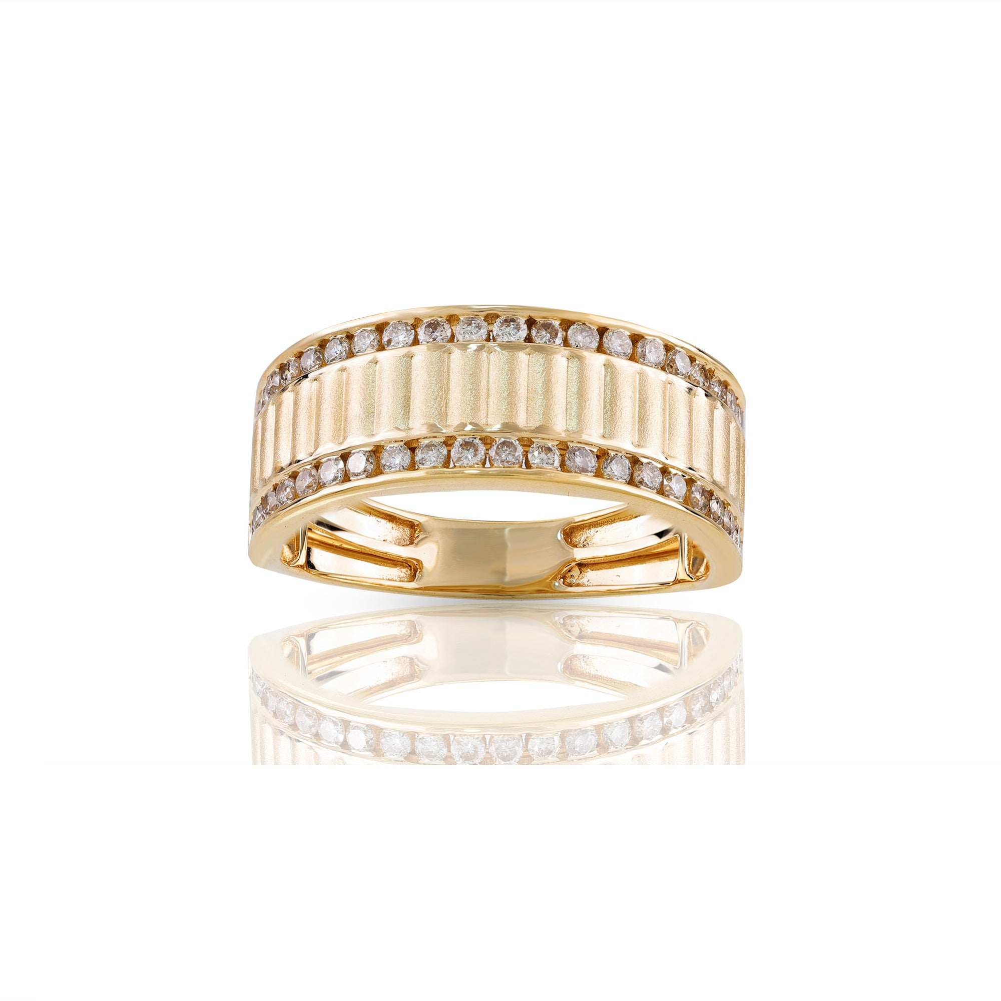 8.5mm Yellow Gold Round Diamond Band Ring