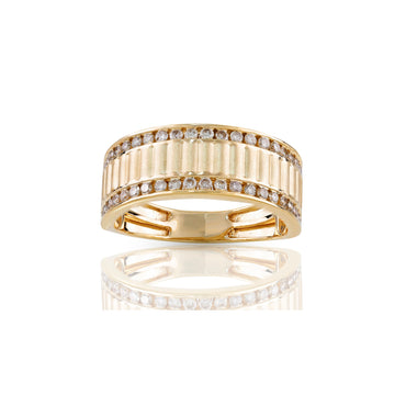 8.5mm Yellow Gold Round Diamond Band Ring