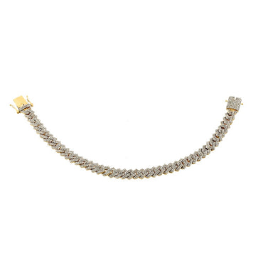 8mm Yellow Gold Diamond Cuban Bracelet