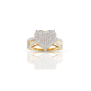 8mm Yellow Gold Round Diamond Heart Ring