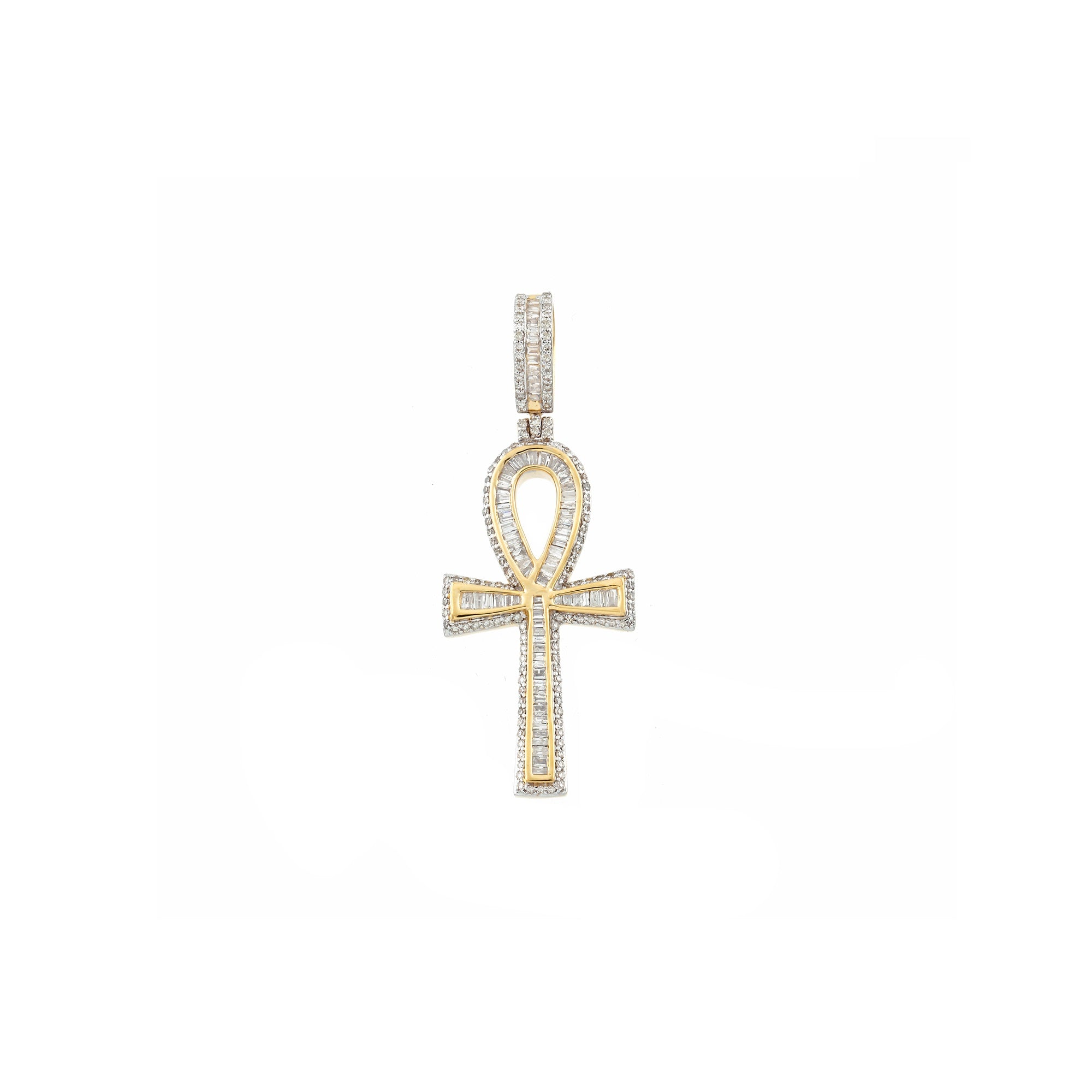 Baguette Diamond Egyptian Ankh Cross Pendant