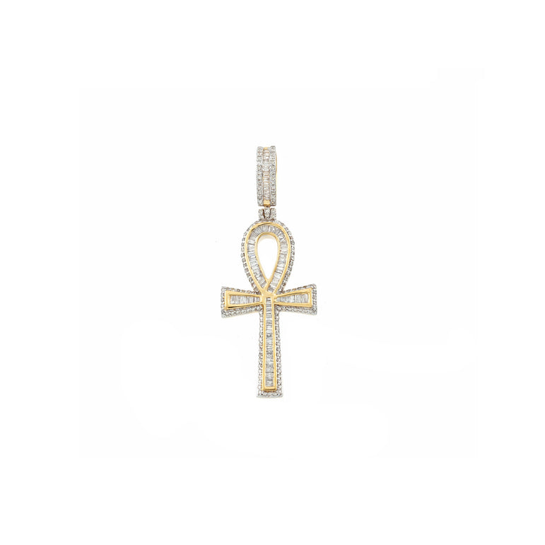 Baguette Diamond Egyptian Ankh Cross Pendant