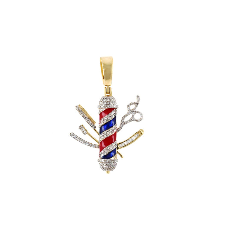 Barber Pole Men's Pendant With Round Diamond