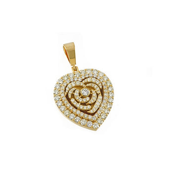 Yellow Gold Round Diamond Heart Pendant