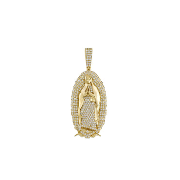 Yellow Gold Diamond Lady of Guadalupe Pendant by Rafaela Jewelry