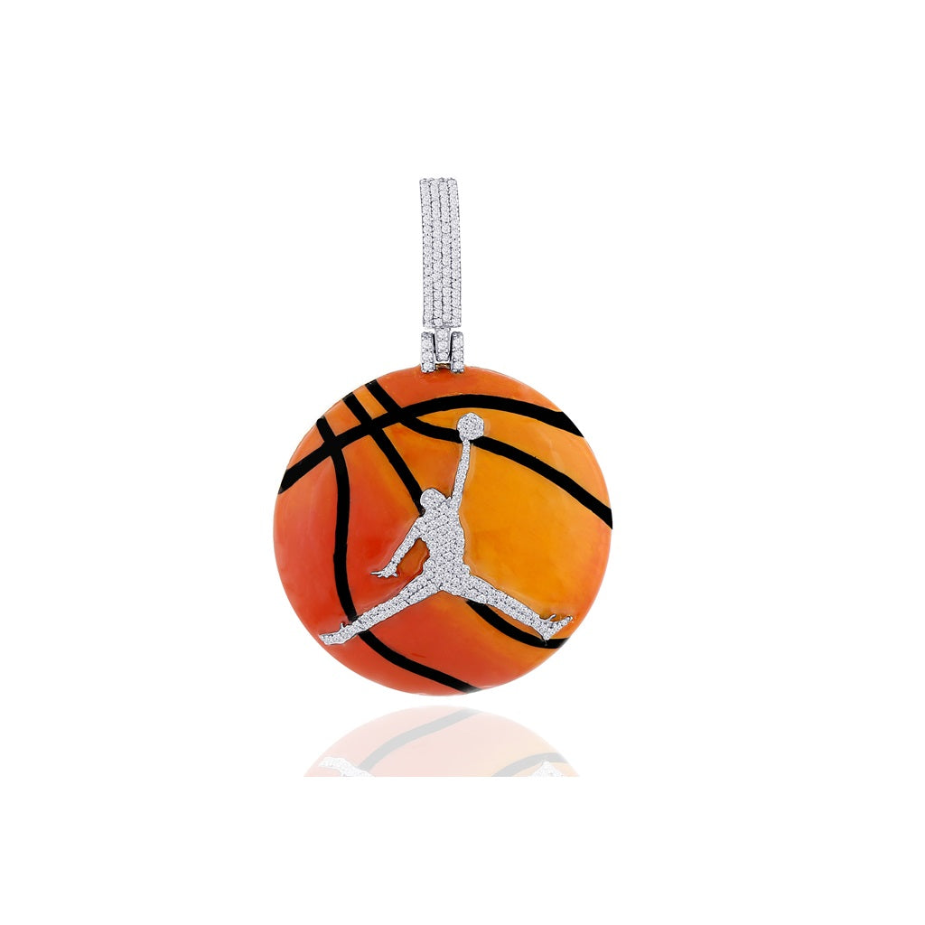 White Gold Diamond Basketball Pendant by Rafaela Jewelry