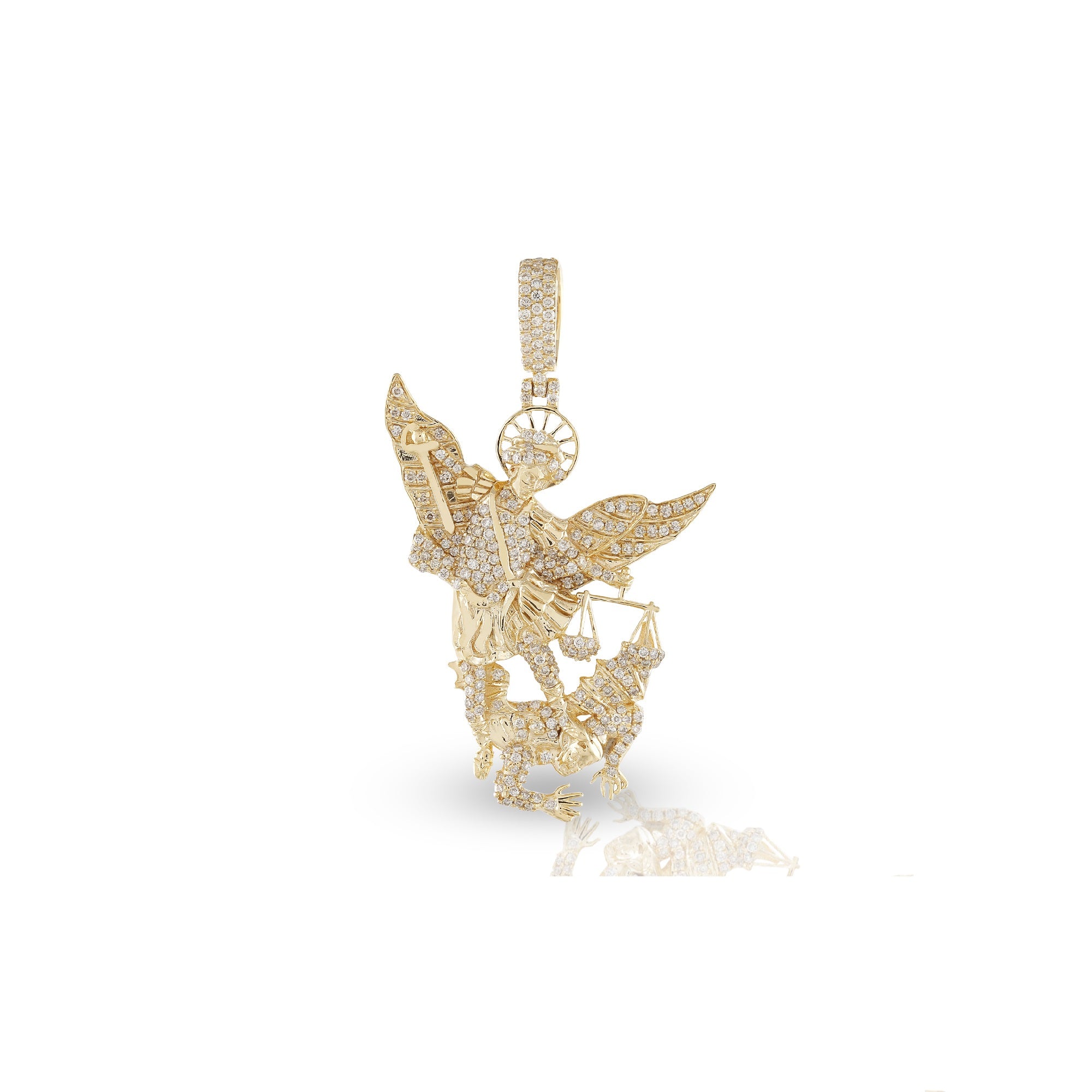 Yellow Gold Saint Michael Pendant by Rafaela Jewelry