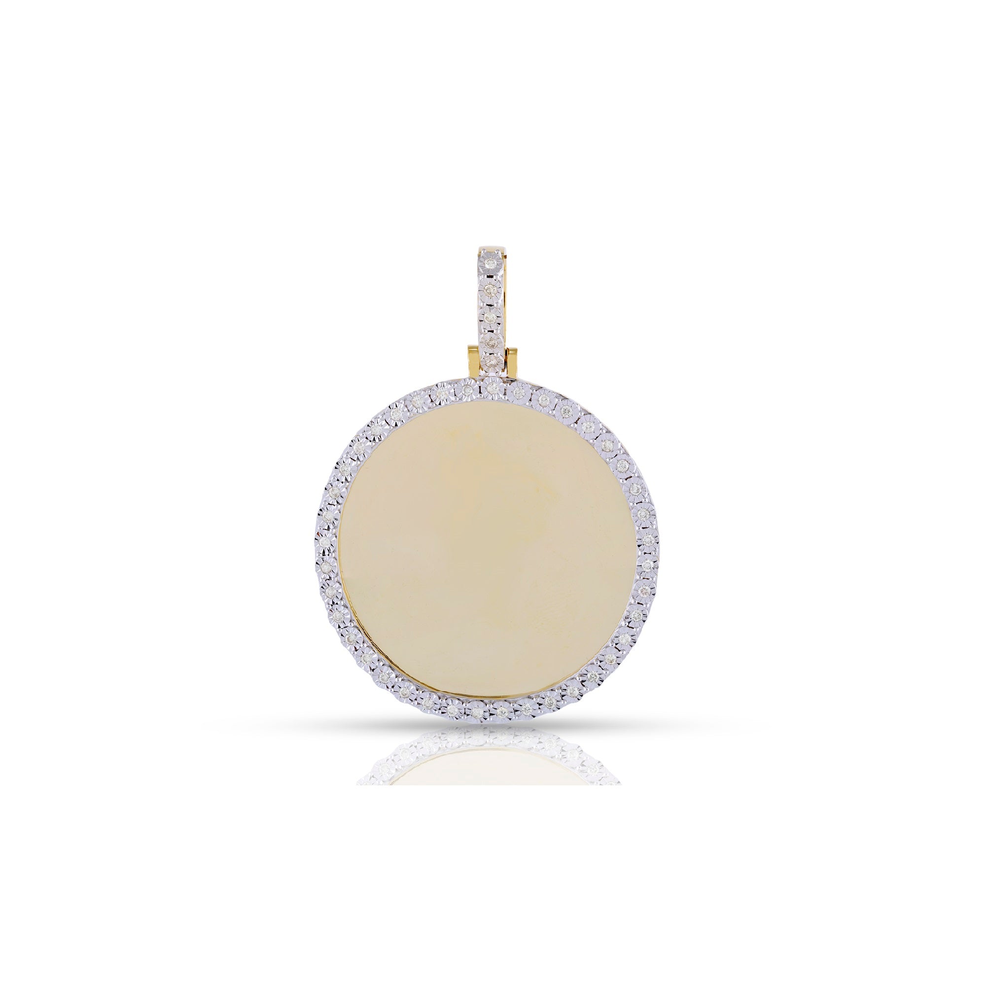 Yellow Gold White Round Diamond Picture Pendant by Rafaela Jewelry