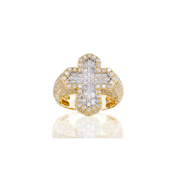 21mm Yellow Gold White Baguette Diamond Cross Diamond by Rafaela Jewelry