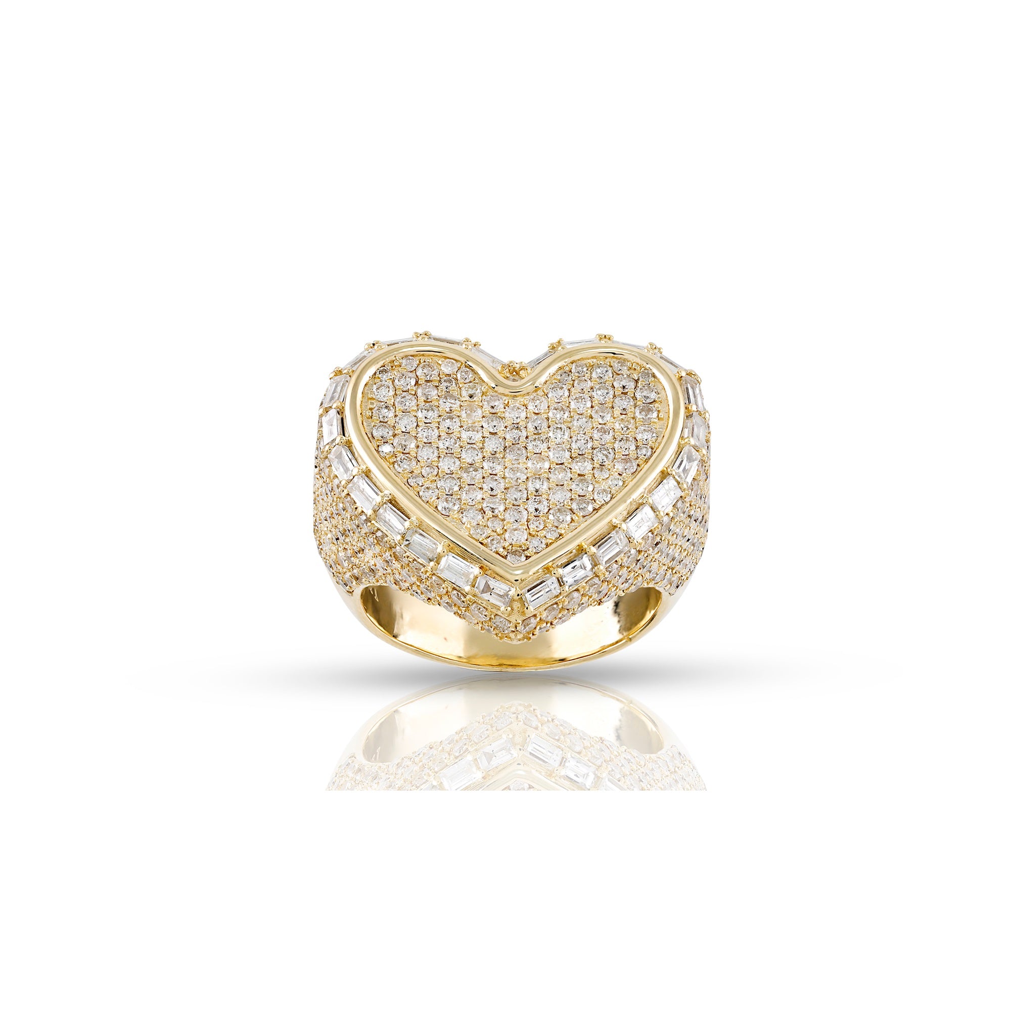 25.4mm Yellow Gold Round Diamond Women's Heart Ring by Rafaela Jewelry