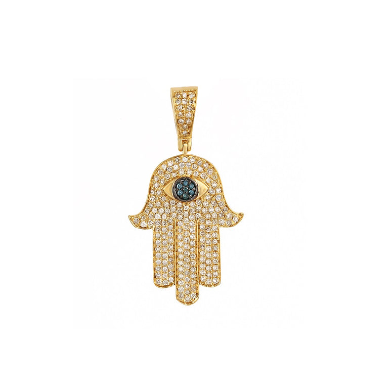 Diamond Hamsa Evil Eye Pendant