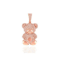 Rose Gold Diamond Teddy Bear Pendant