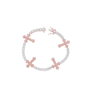 Rose Gold Illusion Diamond Cross Bracelet