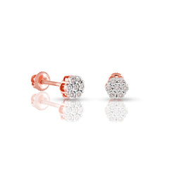 Rose Gold Round Cluster Diamond Stud Earrings