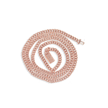 Rose Gold Round Diamond Cuban Link Chain