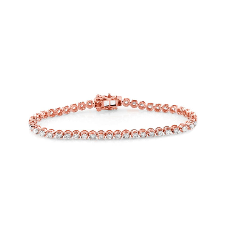 Rose Gold Round Diamond Tennis Bracelet