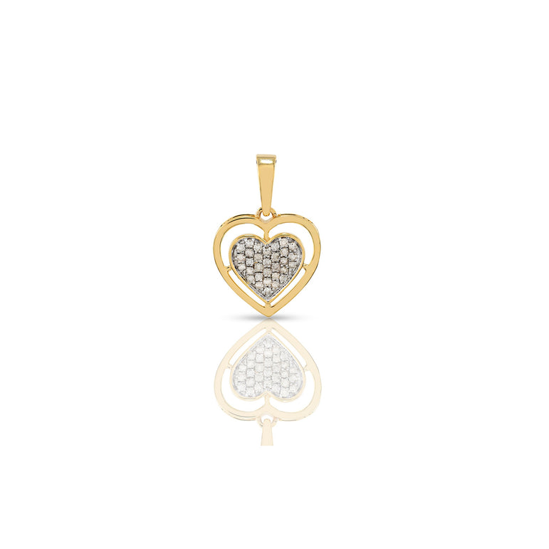 Round White Diamond Heart Pendant