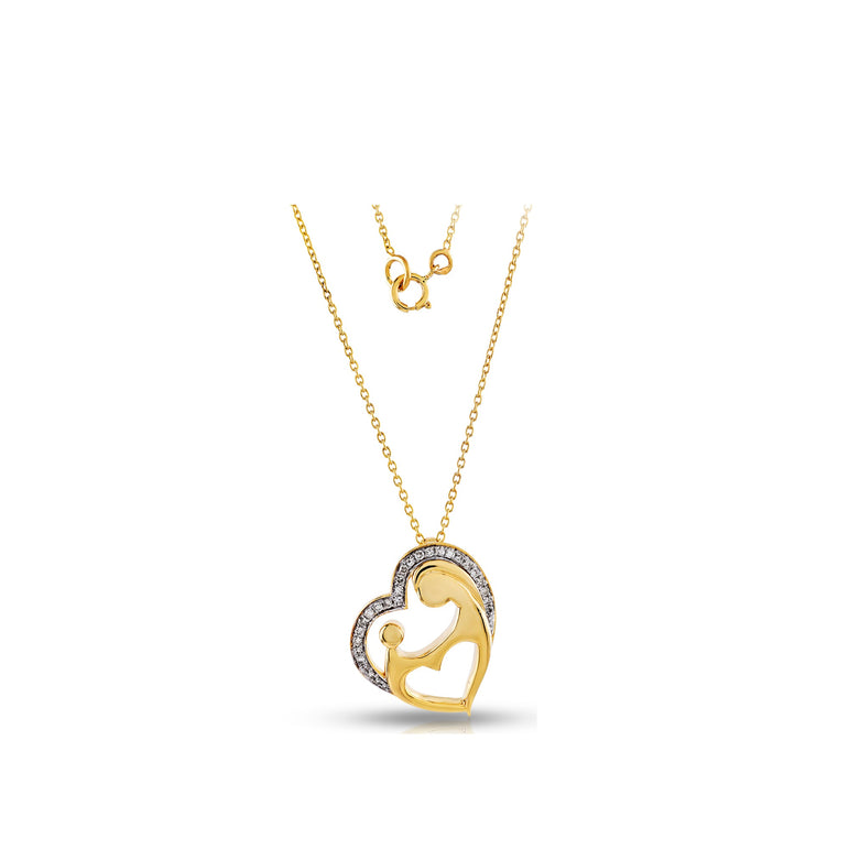 Round Diamond Mother Child Pendant