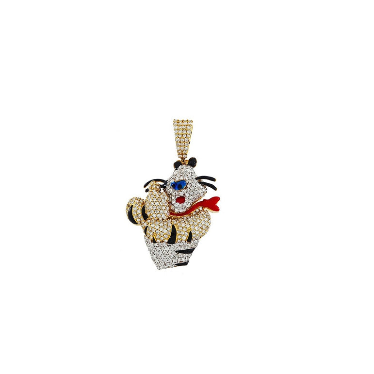 Round Diamond Tiger Mascot Pendant