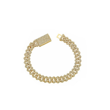 10mm Yellow Gold Diamond Cuban Bracelet by Rafaela jewelry