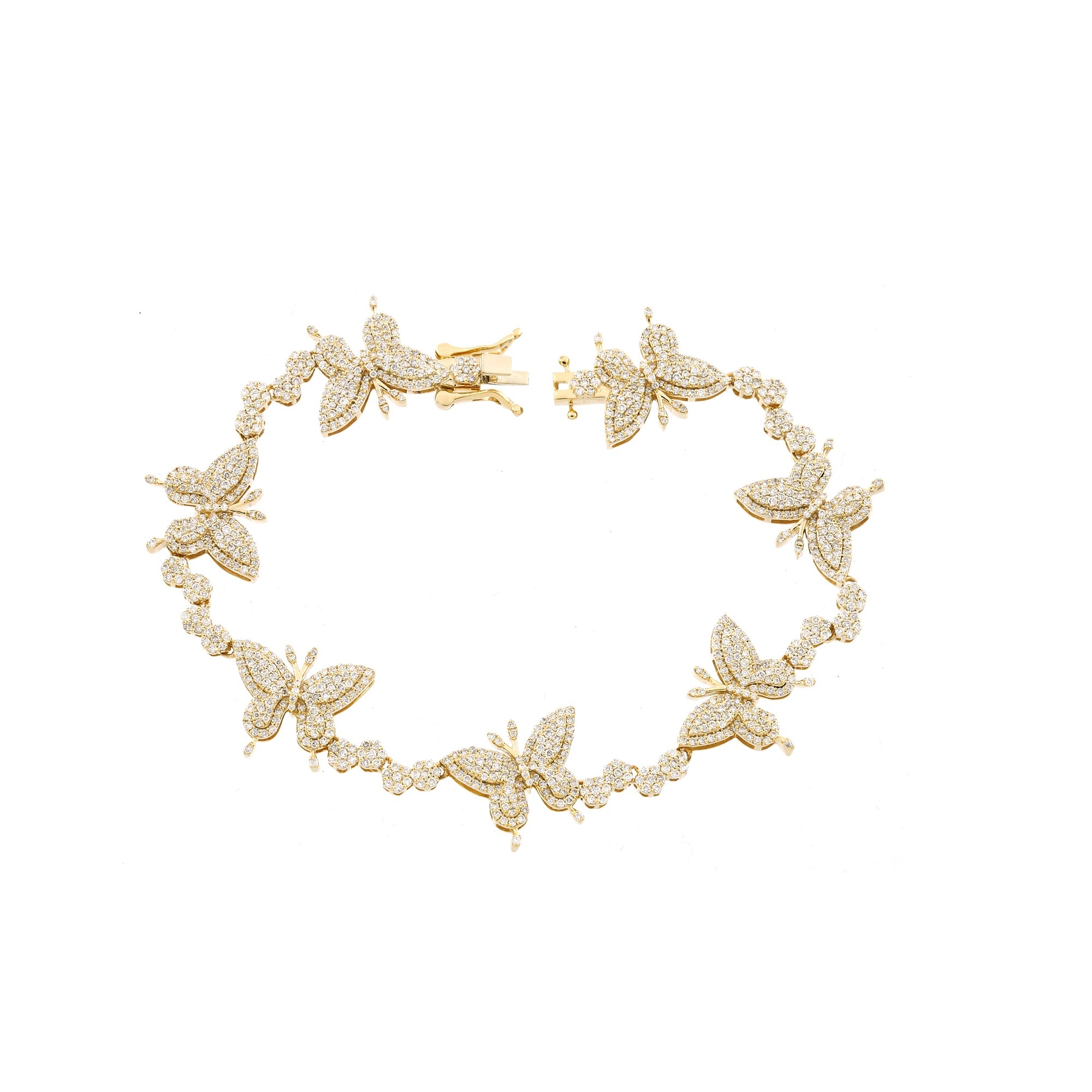 16.5mm Yellow Gold Diamond Butterfly Bracelet by Rafaela Jewelry