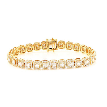 7.7mm Yellow Gold Baguette Diamond Bracelet By Rafaela jewelry