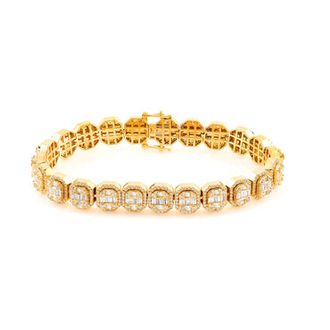 9.6mm Yellow Gold Baguette Diamond Bracelet by Rafaela Jewelry