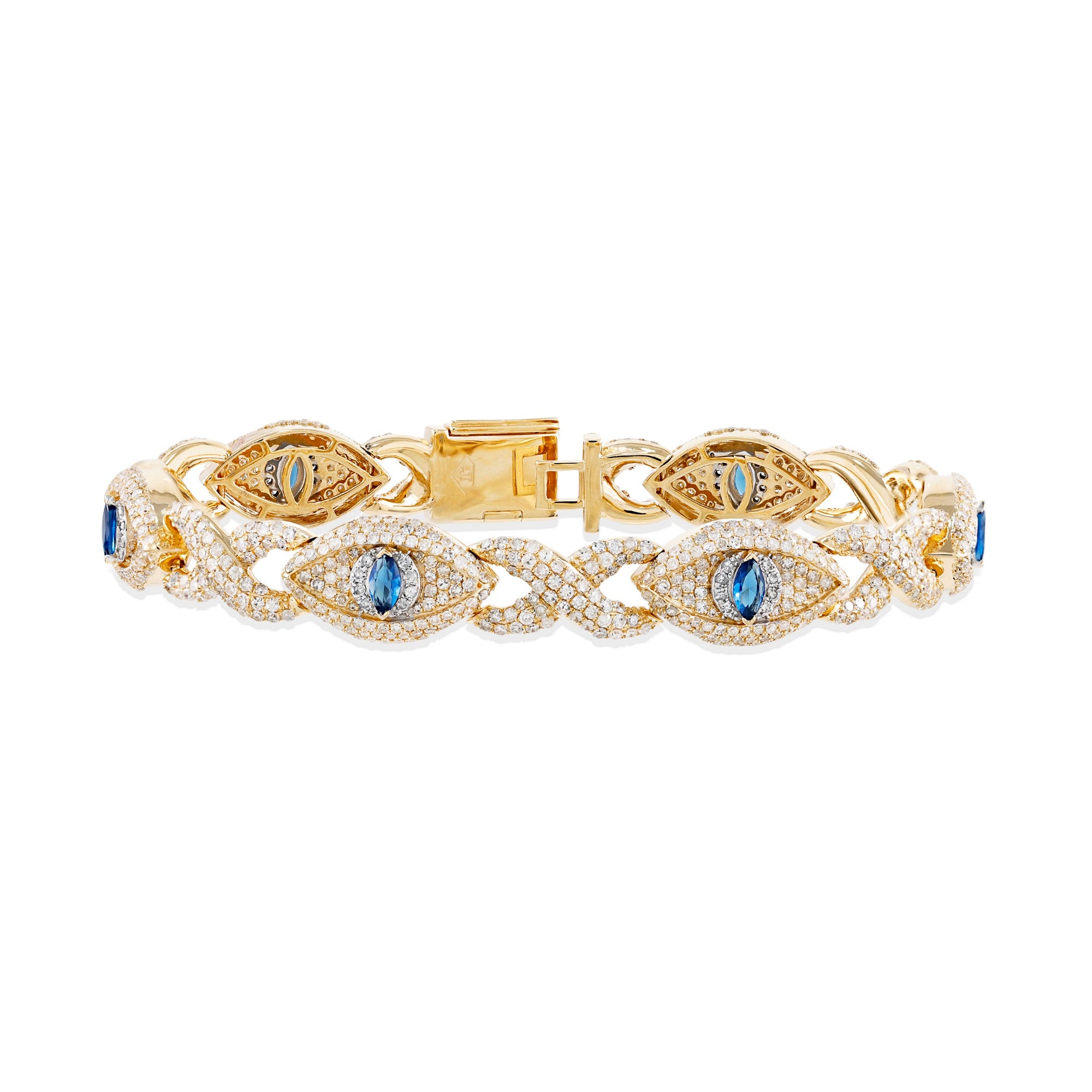 12mm Yellow Gold Diamond Evil Eye Bracelet