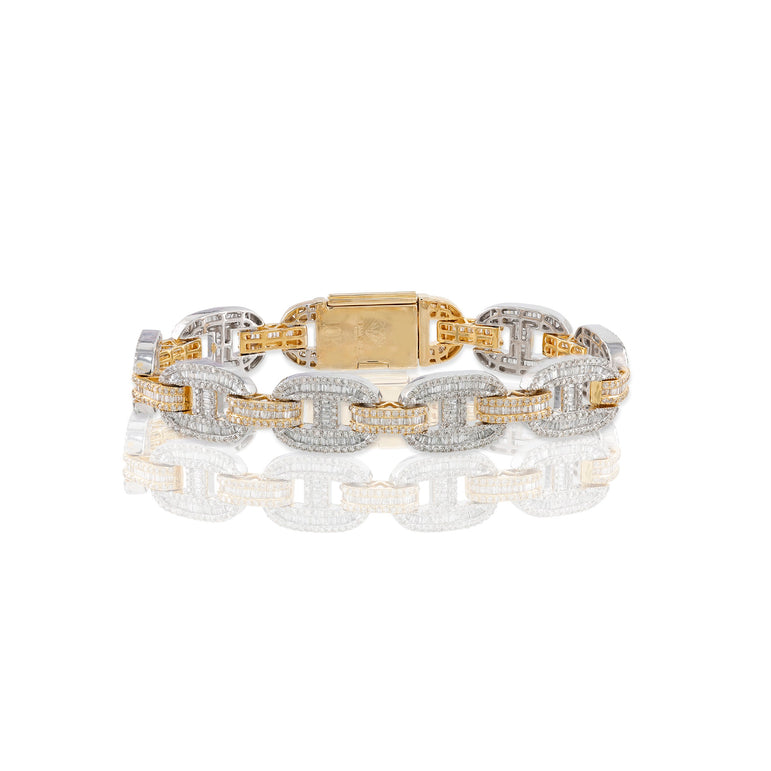 13mm Yellow Gold Baguette Diamond Men's Bracelet by Rafaela Jewelry
