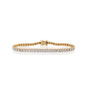 3.2mm Yellow Gold Diamond Illusion Tennis Bracelet