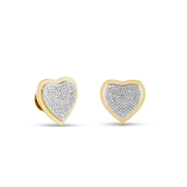 0.90Ct Diamond Cluster Gold Heart Stud Earrings