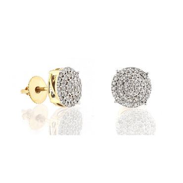 0.21ct Yellow Gold White Diamond Round Earring by Rafaela Jewelry