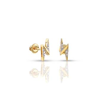 0.03ct Yellow Gold Lighting Bold Earring by Rafaela Jewelry