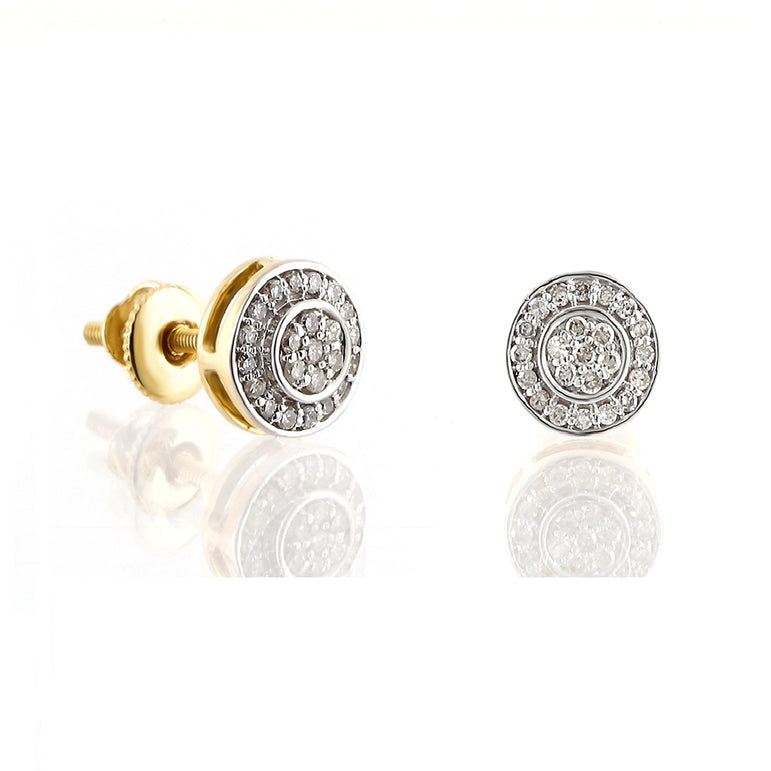 0.15ct Yellow Gold Round Diamond Earring by Rafaela Jewelry