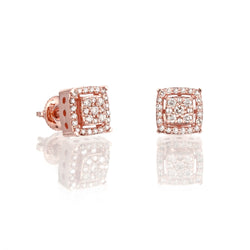 0.11ct Gold Square Earrings by Rafaela Jewelry